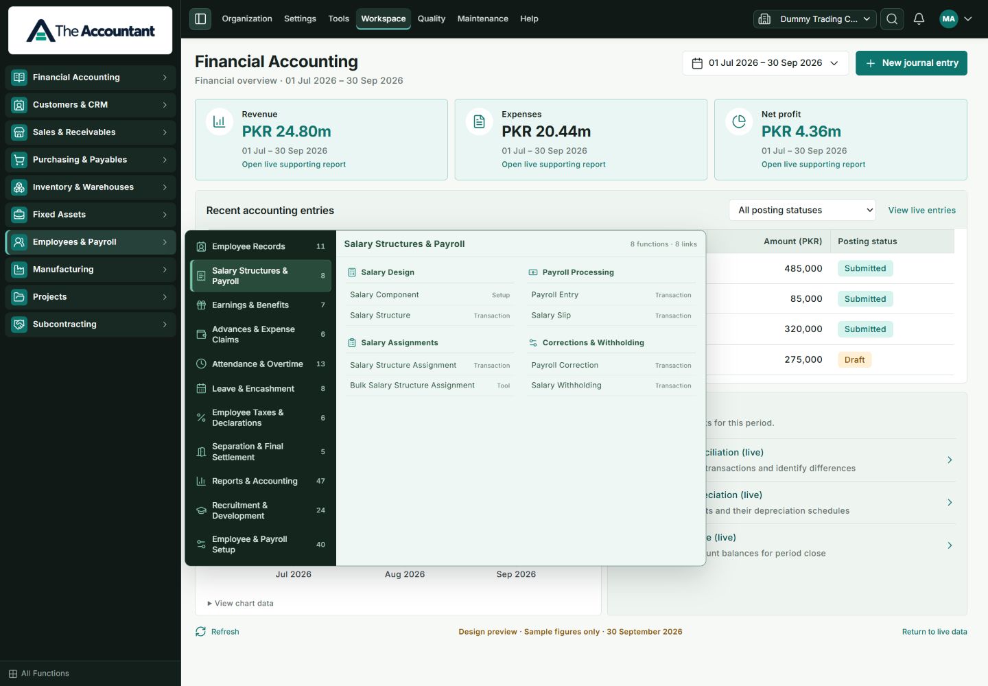 Current TA Employees & Payroll navigation: Salary Structures & Payroll